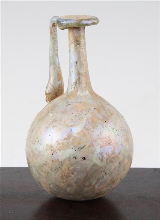 A Roman glass flask, c. 2nd century A.D., 13cm